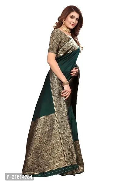 Stylish Women Cotton Silk Green Jacquard Saree with Blouse piece-thumb4