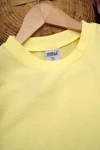 Stylish Yellow Polyester Spandex Solid Crop Top For Women-thumb1