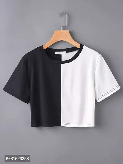 Stylish Black Poly Spandex Solid Crop Top For Women-thumb0