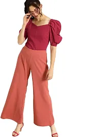 Stylish Maroon Polyester Solid Crop Top For Women-thumb1