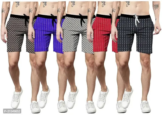 Stylish Multicoloured Printed Regular Shorts For Men Pack Of 5-thumb0