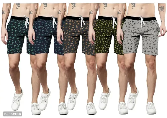 Stylish Multicoloured Printed Regular Shorts For Men Pack Of 5