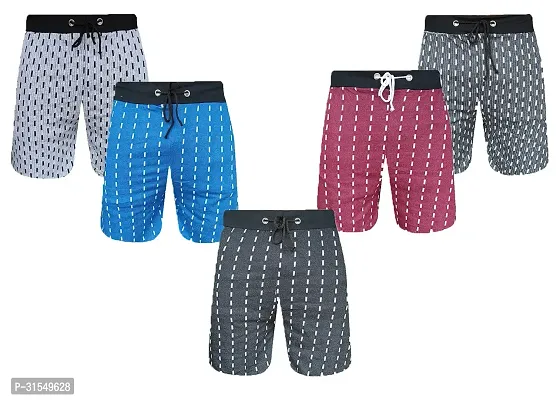 Stylish Multicoloured Printed Regular Shorts For Men Pack Of 5-thumb0