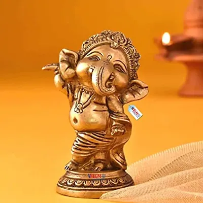 Dancing Baby Ganesh Brass Idol