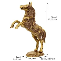 Standing Horse Statue Metal Horse Showpiece for Home Decor Decorative Showpiece - 27 cm  (Metal, Yellow)-thumb1