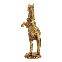 Standing Horse Statue Metal Horse Showpiece for Home Decor Decorative Showpiece - 27 cm  (Metal, Yellow)-thumb2