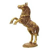 Standing Horse Statue Metal Horse Showpiece for Home Decor Decorative Showpiece - 27 cm  (Metal, Yellow)-thumb3