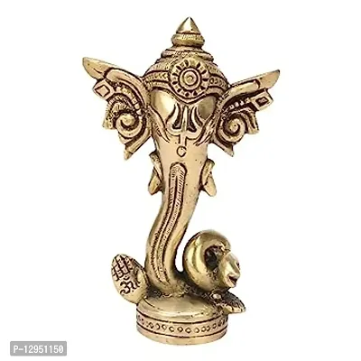 Brass Ganesha for Table Decorative Showpiece - 11.4 cm  (Brass, Gold)-thumb0