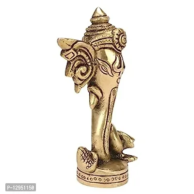 Brass Ganesha for Table Decorative Showpiece - 11.4 cm  (Brass, Gold)-thumb2