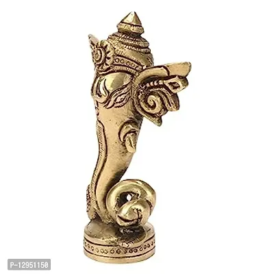 Brass Ganesha for Table Decorative Showpiece - 11.4 cm  (Brass, Gold)-thumb3
