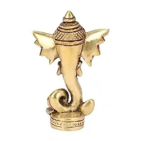 Brass Ganesha for Table Decorative Showpiece - 11.4 cm  (Brass, Gold)-thumb3