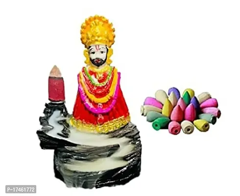 HARE KA SAHARA BABA SHYAM HAMARA (KHATU) Khatu Shyam JI fountain with 20 cones Decorative Showpiece-thumb0