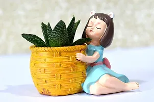 Pot 2 PCS Cute Girls Small Resin Planter for Decorate your, Table Unique Decorative Showpiece-thumb1