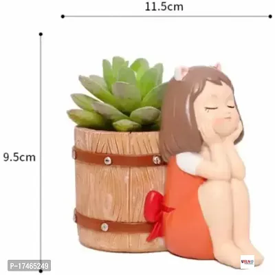 Cute Resin Pot 2 Basket Girls Resin Plant Container Set (Plant not Included) Decorative Showpiece-thumb2