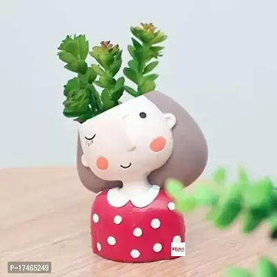 Cute Resin Pot 2 Basket Girls Resin Plant Container Set (Plant not Included) Decorative Showpiece-thumb5