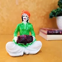 Handmade Rajasthani Man Play Musical Dholak Idol Decorative Showpiece-thumb1