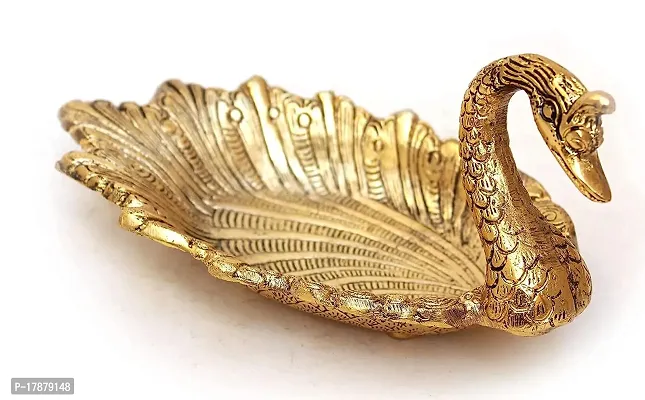 Golden Metal Decorative Swan Shape Bowl/Tray Or Duck Bowl for Flower Petal, Snacks or Dessert Platter-thumb0