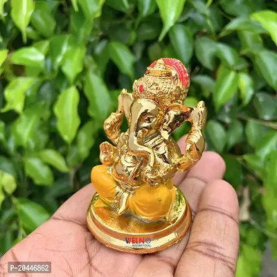 Gold Finish Resin Ganesh with Yellow Dhoti for Car Dashboard Decorative Showpiece-thumb3