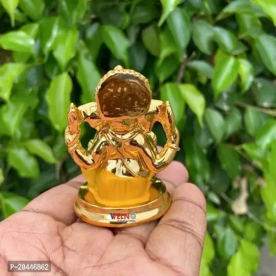 Gold Finish Resin Ganesh with Yellow Dhoti for Car Dashboard Decorative Showpiece-thumb4