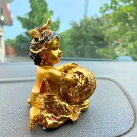 Golden Laddu Gopal Makhan Chor | Shree Krishna Idol for Home Temple and Pooja Decorative Showpiece-thumb1