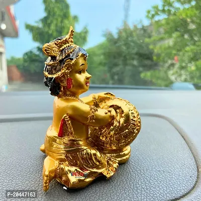 Golden Laddu Gopal Makhan Chor | Shree Krishna Idol for Home Temple and Pooja Decorative Showpiece-thumb2
