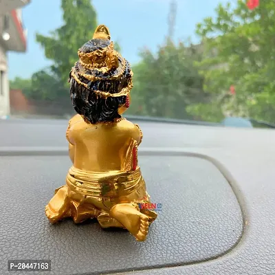 Golden Laddu Gopal Makhan Chor | Shree Krishna Idol for Home Temple and Pooja Decorative Showpiece-thumb3