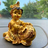 Golden Laddu Gopal Makhan Chor | Shree Krishna Idol for Home Temple and Pooja Decorative Showpiece-thumb3