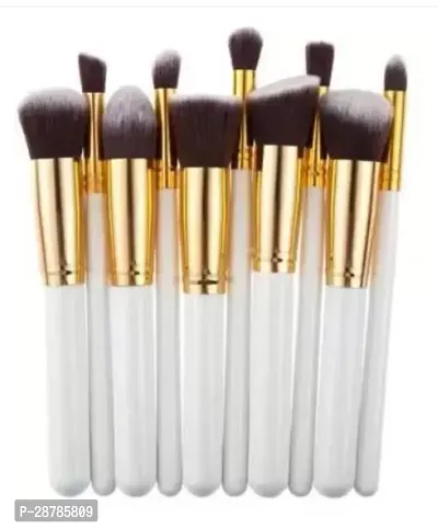 Lazygirl 10 Pcs Synthetic Makeup Brush Set - White Pack Of 10