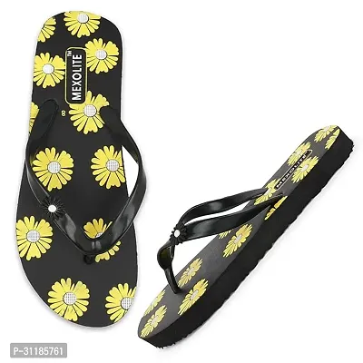 Elegant Black Rubber Printed Slippers For Women-thumb0