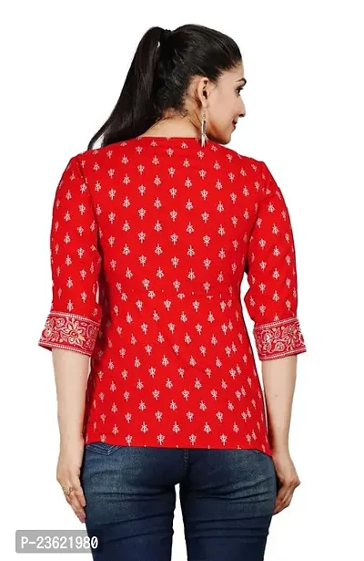 Fashion IMPEX Indian Kurti Tops for Women, Kurta Tops for Women, Kurtis for Women Indian Style Tunic Tops for Women | Color- Red | Size-S-thumb3