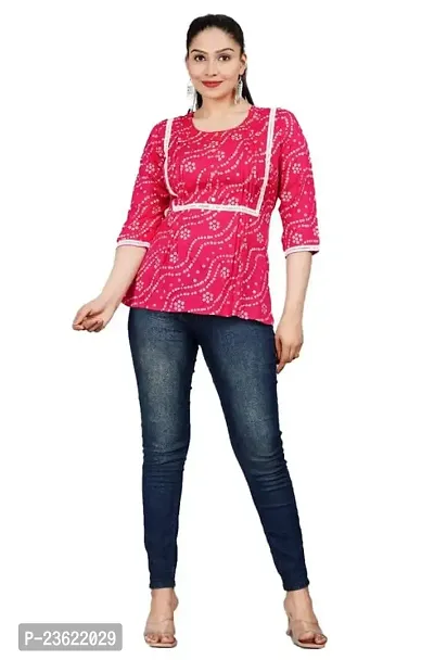 Fashion IMPEX Women's Kurti Style Rayon Top (Pink)