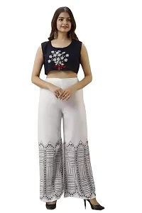 Fashion IMPEX Women's Regular Fit Solid Printed Rayon Crop Top with Plazzo Set | Colour - | Size - P-thumb1
