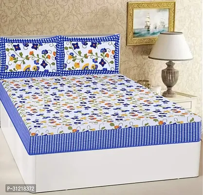 Cotton Printed Double Bedsheet With 2 Pillows-thumb0