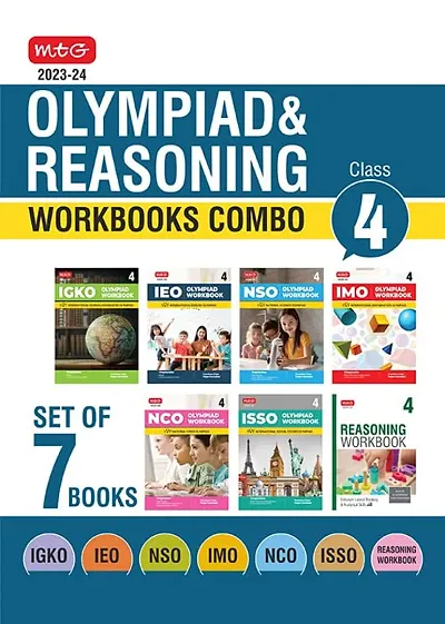 Olympiad Workbook and Reasoning Book Class 4 MTG Combo for NSO-IMO-IEO-NCO-IGKO-ISSO (Set of 7 Books) - SOF Olympiad Preparation Books For 2023-2024 Exam [paperback] MTG Editorial Board [Apr 04, 2023]