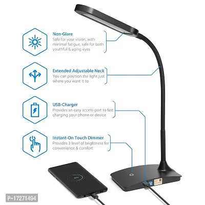 SwadesLED Reading Light, Rechargeable Desk Light with Flicker Free, Touch On/Off Switch Table Light, Emergency Light Student Eye Protection Desk Book Lamp-thumb5