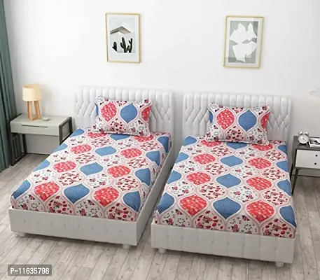 BROMWICK 300 TC 3D Printed Microfiber Two Piece Single Bed Sheet Combo with Two Pillows Covers (60x90) Inches