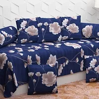 Printed Microfiber Diwan Set 8 Pieces, 1 Single bedsheet, 5 Cushions Covers and 2 Bolster Covers-thumb1