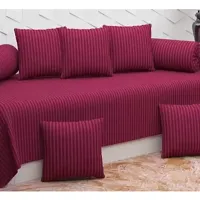 Stylish Diwan Set of 5 cushion cover 2 Bolsters and 1 single bedsheet-thumb1