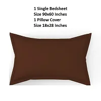 Classic Cotton Solid Single Bedsheets with Pillow Cover-thumb1