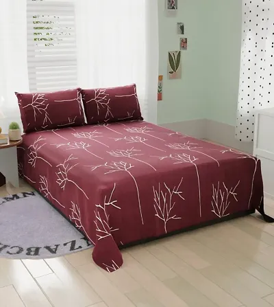 Cotton Floral Queen Size Bedsheet with Two Pillow Covers