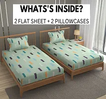 Comfortable Cotton 3D Printed Two Single Bedsheets With Two Pillow Covers-thumb2