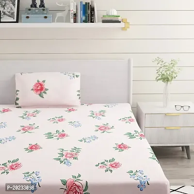 BELVOSTUM 220 TC Floral Microfiber Single Bed Sheet with One Pillow Cover-thumb4