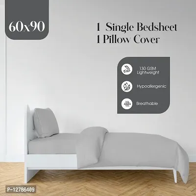 Classic Cotton Solid Single Bedsheets with Pillow Cover-thumb2