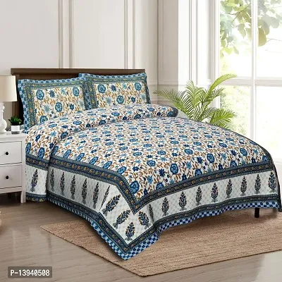 THE FABULOUS FAB 100% Pure Cotton Beautiful Print, Butterfly TFFVRG Design King Size 90 x 108 inch Pure Cotton | Double Bedsheet with 2 Pillow Covers GKNEWVRG24-thumb0