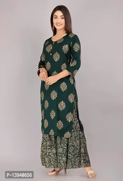 THE FABULOUS FAB Women's Rayon Printed kurta 3/4 sleeve with Sarara Set Casual wear  Regular Fit-thumb4