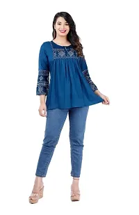 THE FABULOUS FAB Women's Rayon Embroidered Top Regular Fit and Casual Wear Top-thumb1