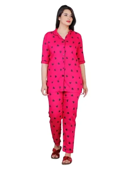 THE FABULOUS FAB Rayon Night Suit, Night Wear Pyjama Set for Women & Girls