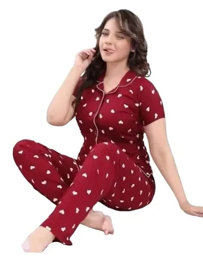 THE FABULOUS FAB Rayon Night Suit, Night Wear Pyjama Set for Women & Girls