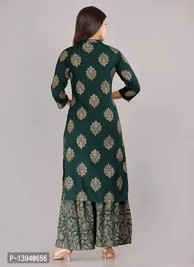 THE FABULOUS FAB Women's Rayon Printed kurta 3/4 sleeve with Sarara Set Casual wear  Regular Fit-thumb5