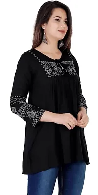 THE FABULOUS FAB Women's Rayon Embroidered Top Regular Fit and Casual Wear Top-thumb2